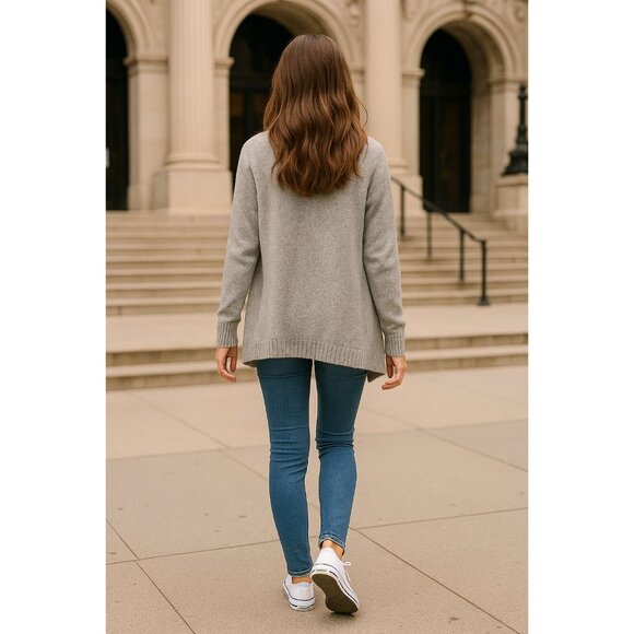 Abercrombie Kids Size 15 Gray Girl Draped Waterfall Cardigan Soft Knit Open Fron - Picture 5 of 13